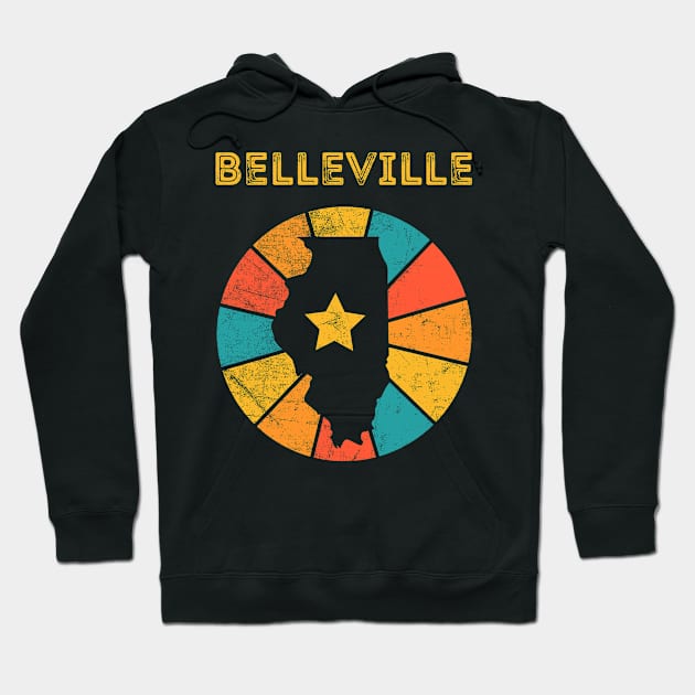 Belleville Illinois Vintage Distressed Souvenir Hoodie by NickDezArts